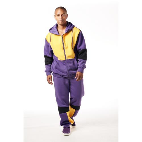 Stacy Adams Purple / Gold / Black Sectional Modern Fit Jogger Outfit LUF039